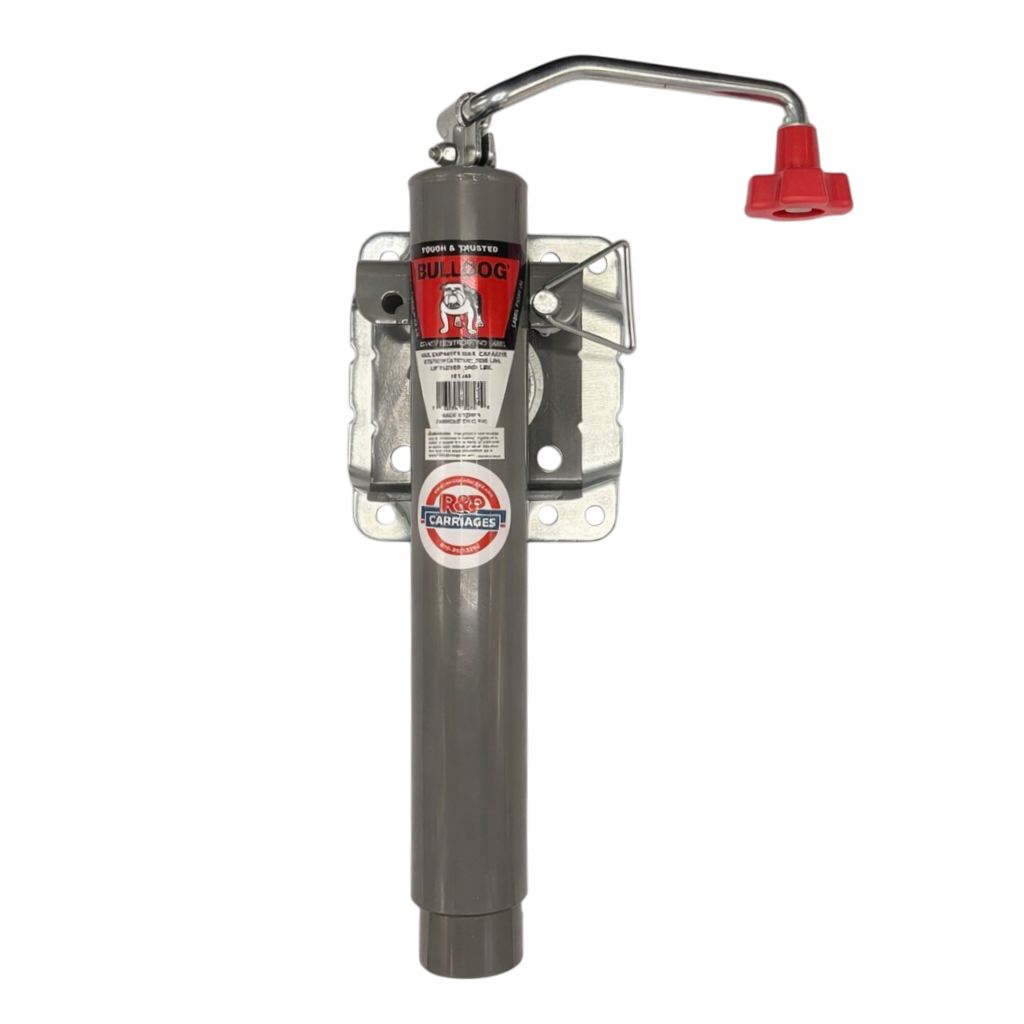 Genuine Bulldog Round Swivel Trailer Jack – 2,000 lb – Bolt-On – Top Wind – 10" Lift (BD151443)