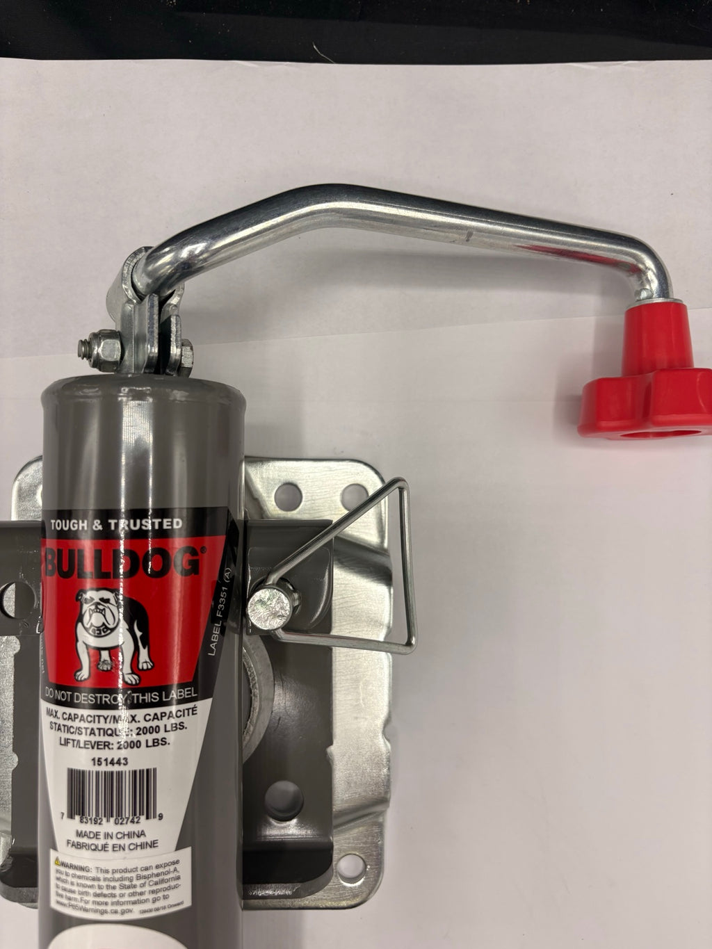 Genuine Bulldog Round Swivel Trailer Jack – 2,000 lb – Bolt-On – Top Wind – 10" Lift (BD151443)