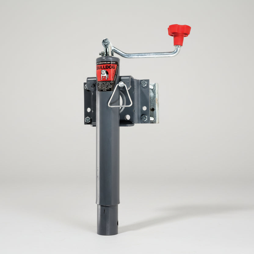 Genuine Bulldog Round Swivel Trailer Jack – 2,000 lb – Bolt-On – Top Wind – 10" Lift (BD151443)