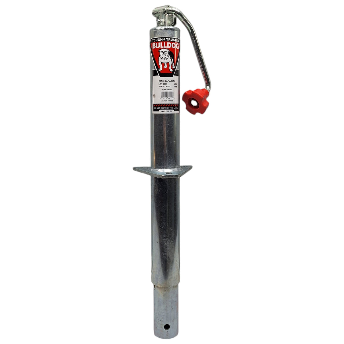 Bulldog 5,000 lbs A-Frame Trailer Jack – 15" Travel, Topwind, Bolt-On Round Jack (BD1750290301)