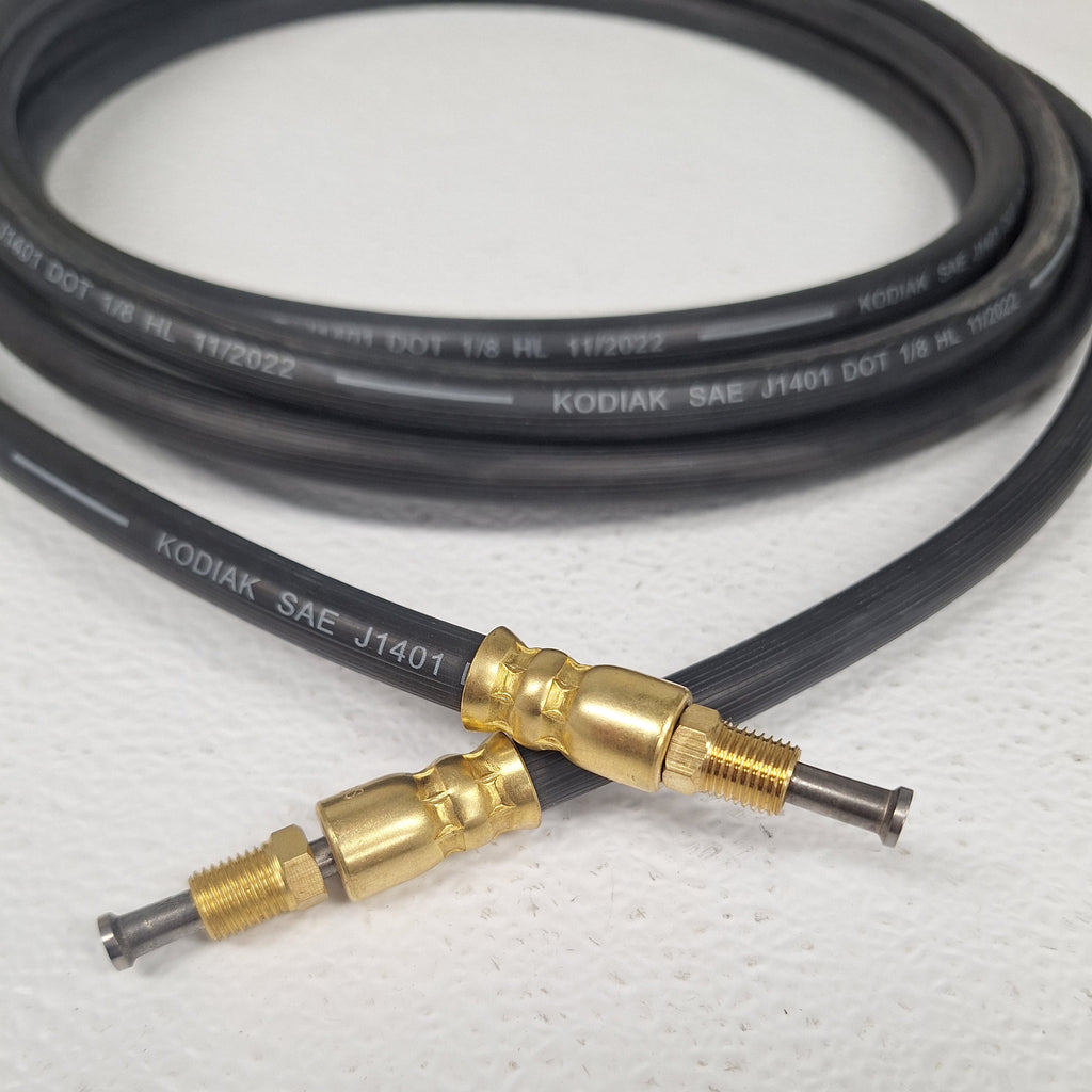 Kodiak 1/8" ID Rubber Trailer Brake Hose – 3/16" Male Swivels – 192" (BH-3MFS-192)