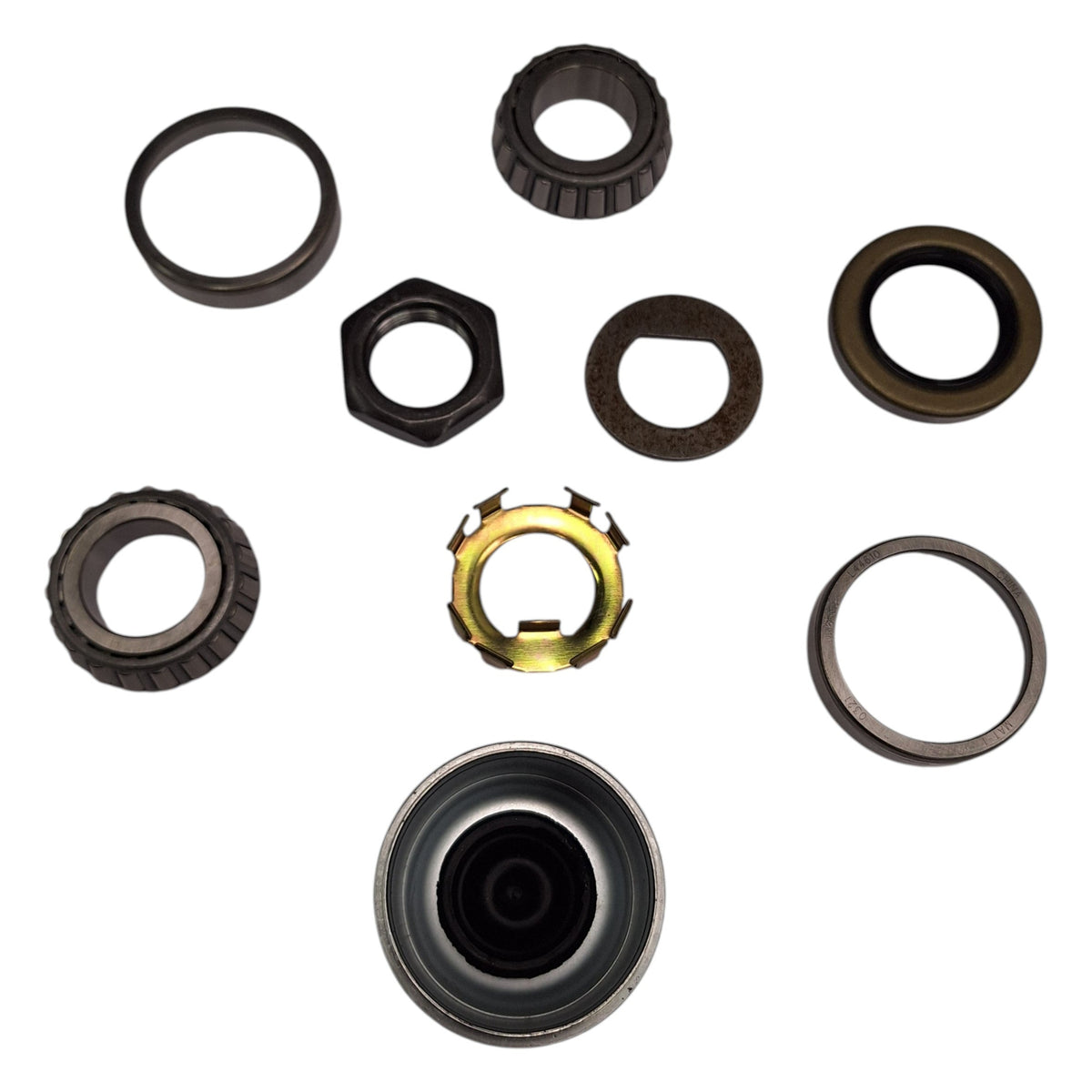 Trailer Wheel Bearing Kit - 2000 lbs 1" Straight Spindle Axle L44643 Bearings, L44610 Races, & Spindle Hardware (BK1-100-DEX)
