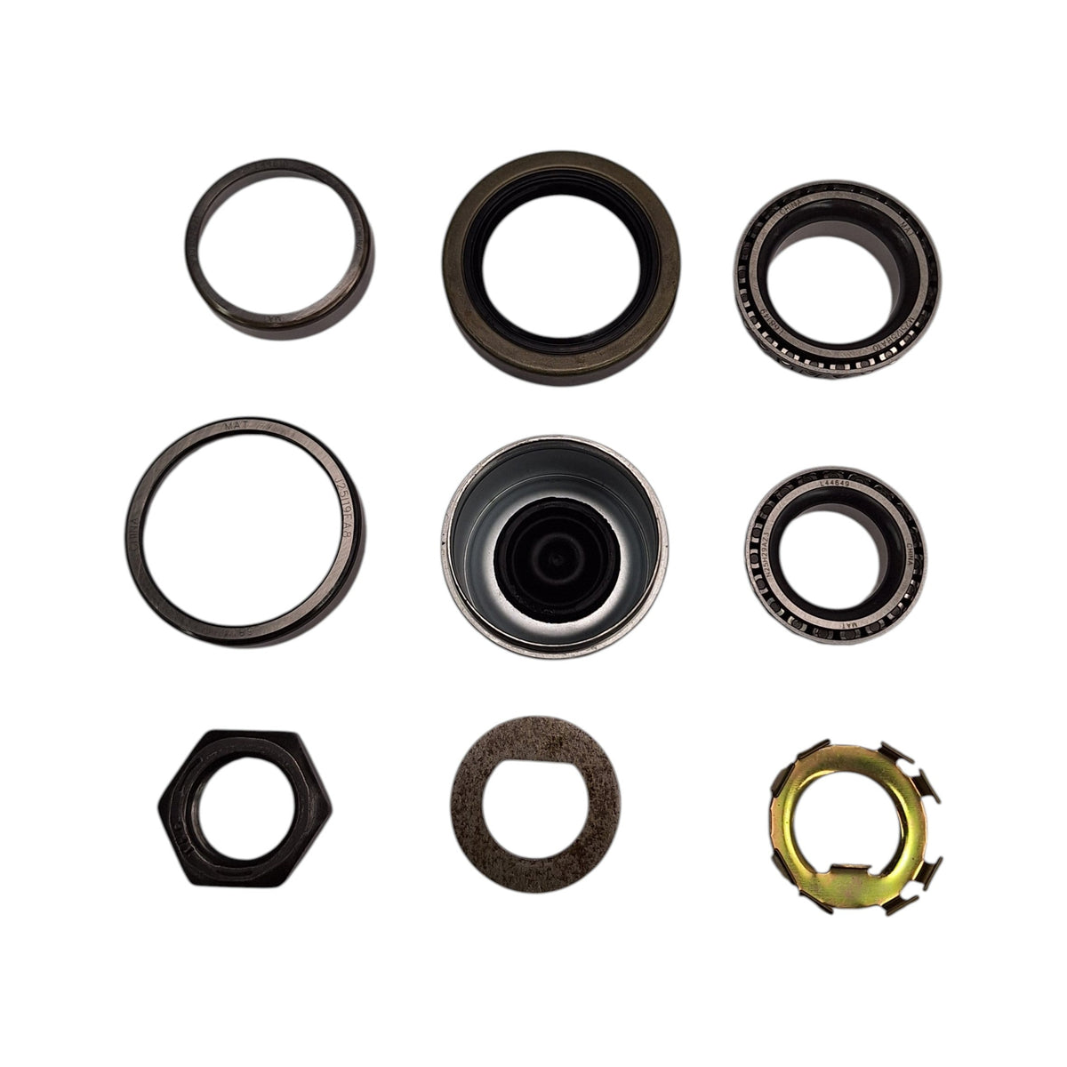 3,500 lbs Trailer Axle Bearing Repair Kit – Includes L44649/L68149 Bearings, Races, 1.719" x 2.56" Double Lip Seal, Dust Cap & Hardware (BK2-100-Dex)