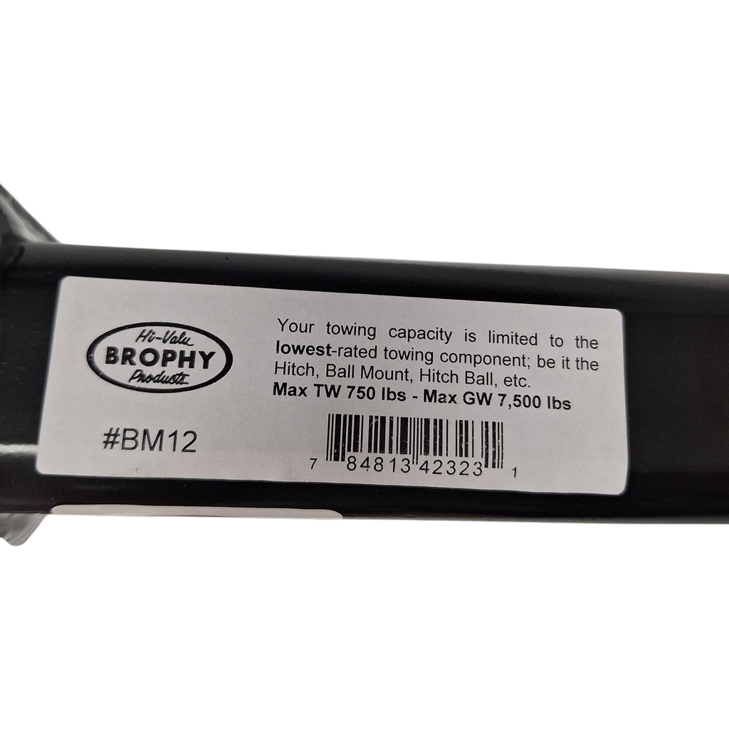 Brophy BM12 Heavy-Duty Trailer Hitch Ball Mount – 12" Drop – 7,500 lb (BM12)