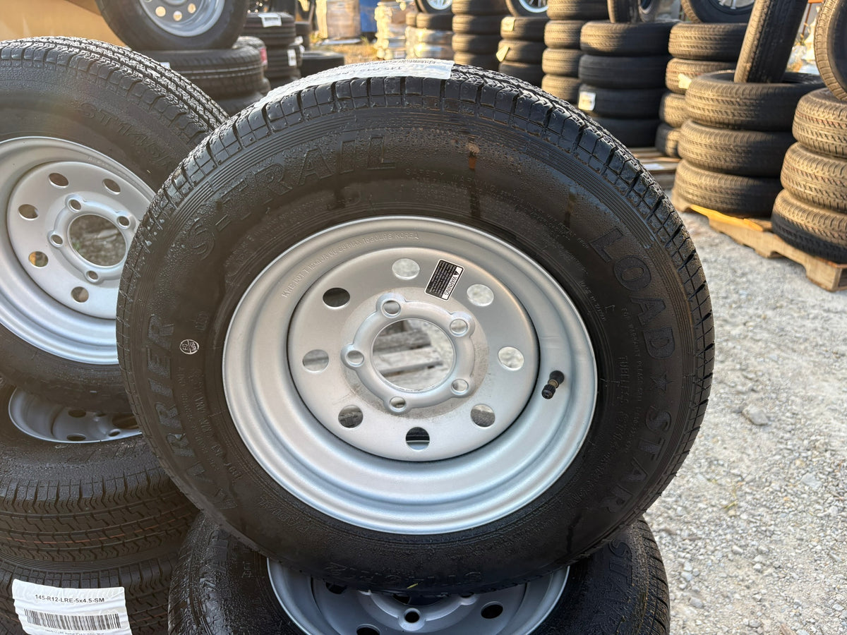 145/R12 Load Range E Tire & Wheel Assembly — Silver Mod (145-R12-LRE-5x4.5-SM)