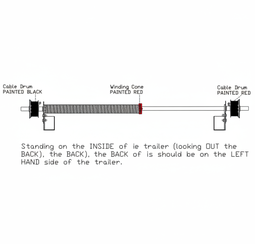Ramp door Spring, single Spring, Dual cable, M-3 -80" SGL CB ASM FOR 80# DOOR (CB80S84S)