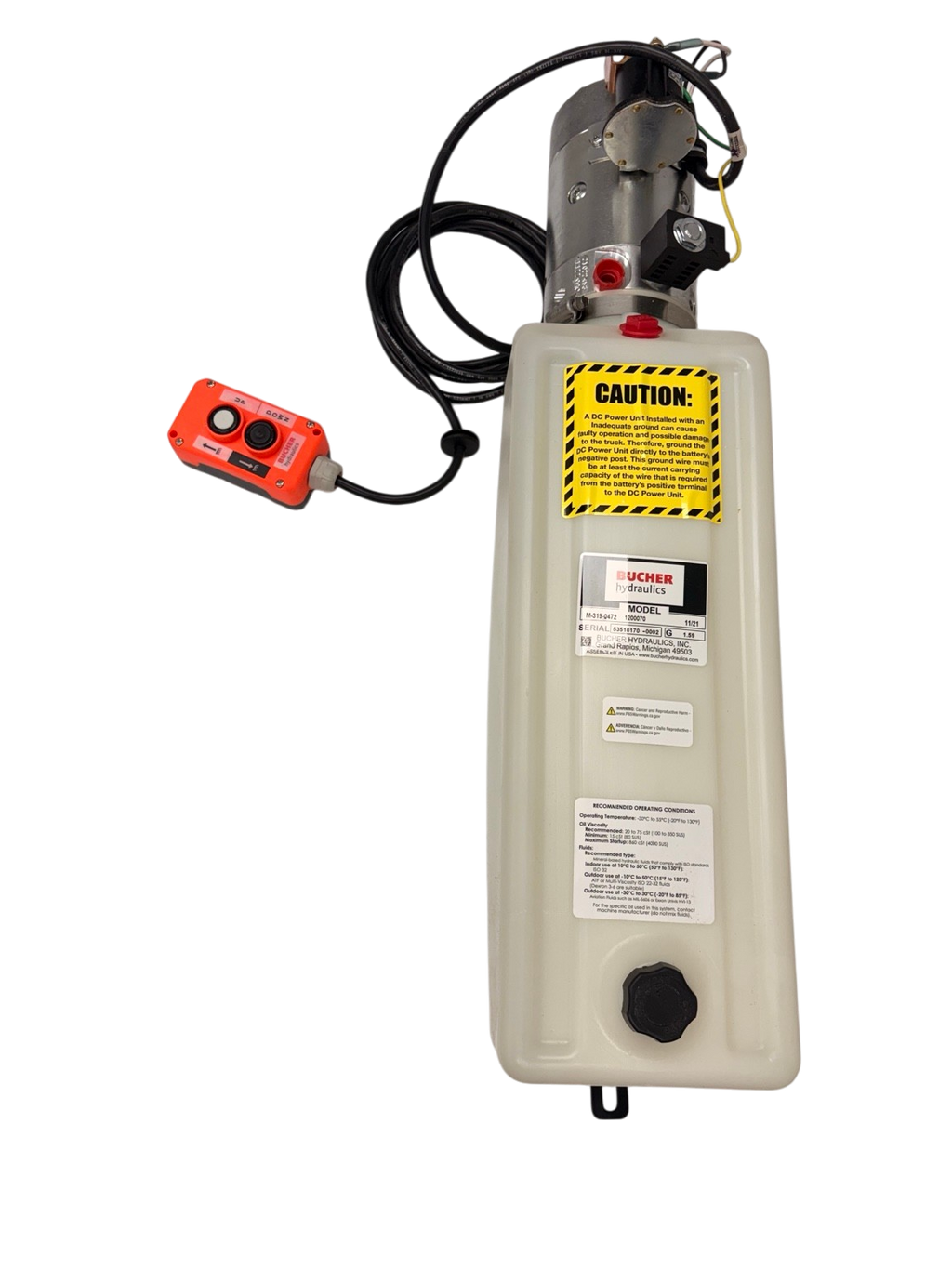 Bucher Hydraulics 12V Single-Acting Hydraulic Pump for Dexter (CH155372)