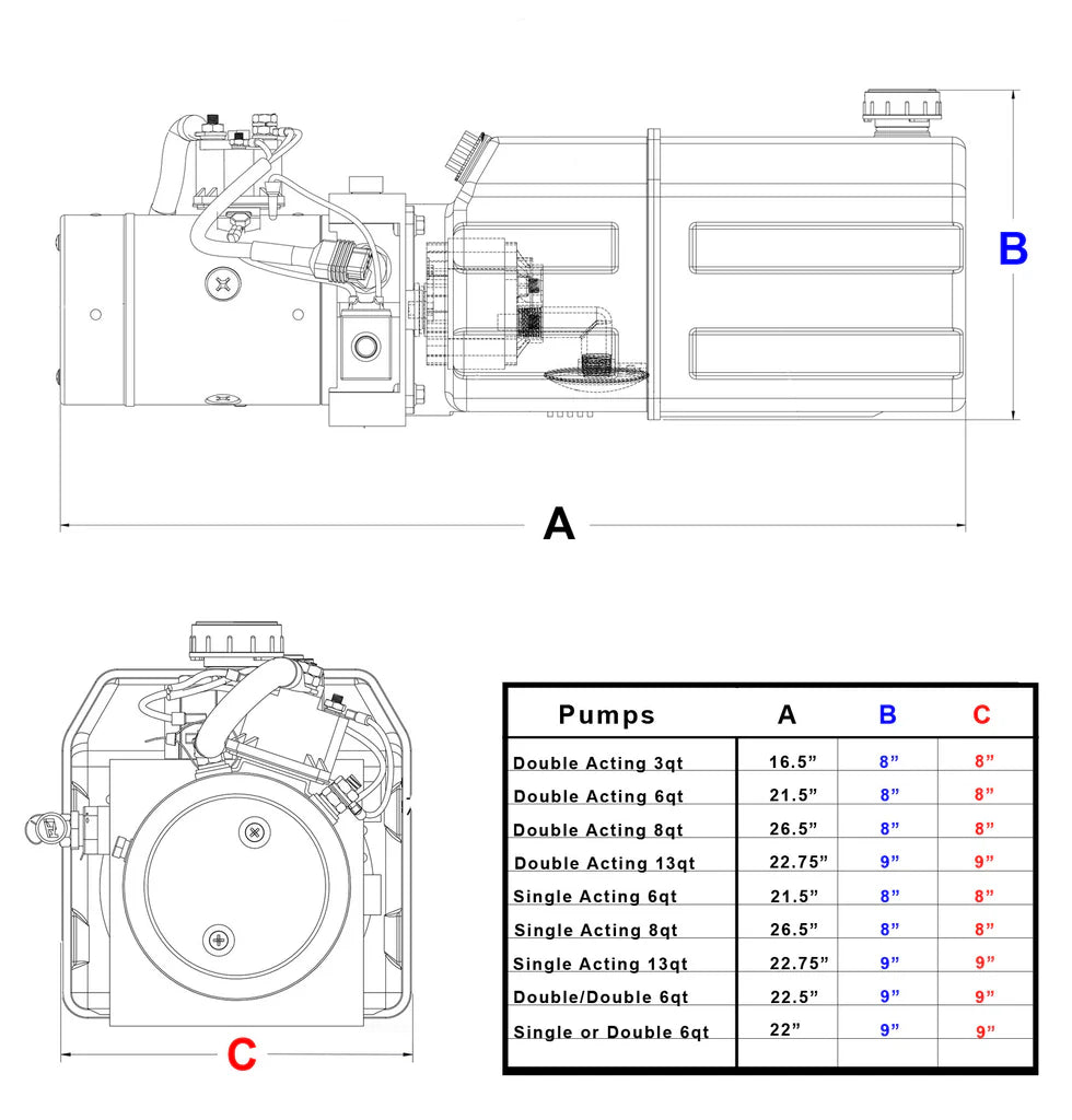 Bucher Hydraulics 12V Single-Acting Hydraulic Pump for Dexter (CH155372)