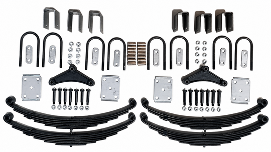 Complete Suspension Rebuild Kit For 7K Tandem Trailer Axles 25" Springs Wet Bolts (CSRK-TA-WB-LE-BB-PR6)