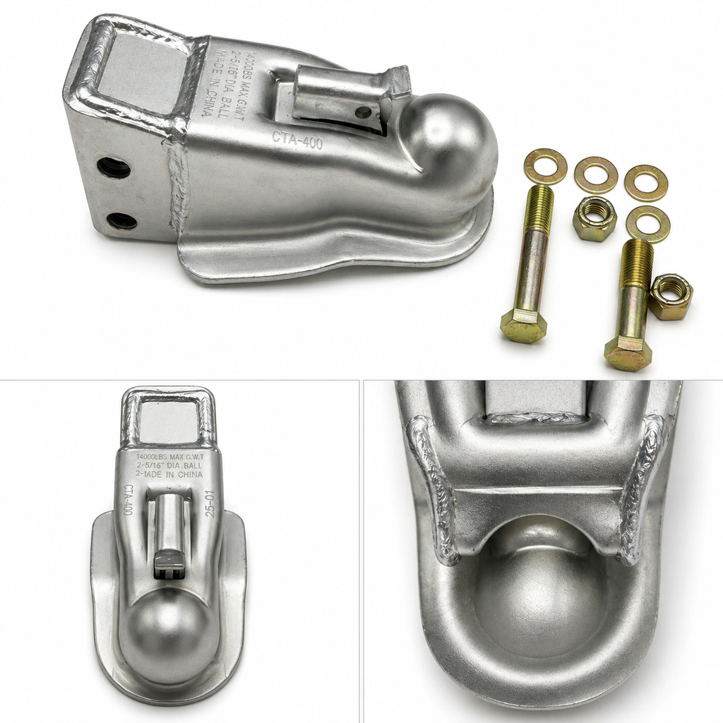 RAM 2-5/16" Adjustable Channel Mount Trailer Coupler - 16,000 lbs - Zinc Finish (CTA-400-Z-KIT)