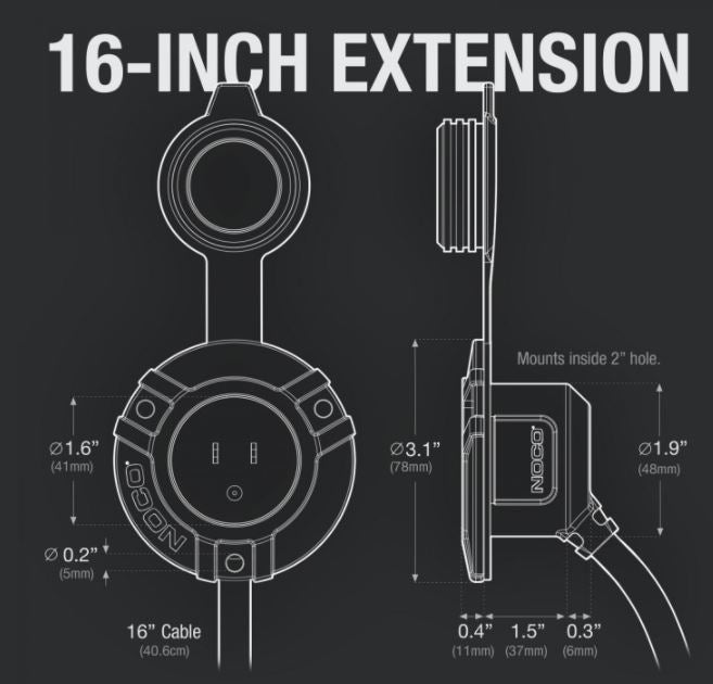 NOCO Genius GCP1 AC Port Plug with Integrated Extension Cable (GCP1)