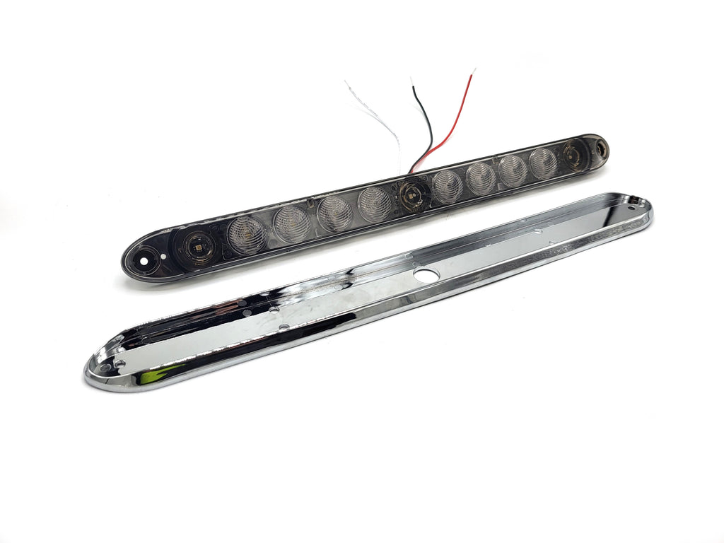 TecNiq 15" LED Red ID Bar White Load Lamp Combo Light Smoke Tint Lens Chrome Bezel Truck Trailer Toy Hauler (T14-RW00-CHROME-KIT)
