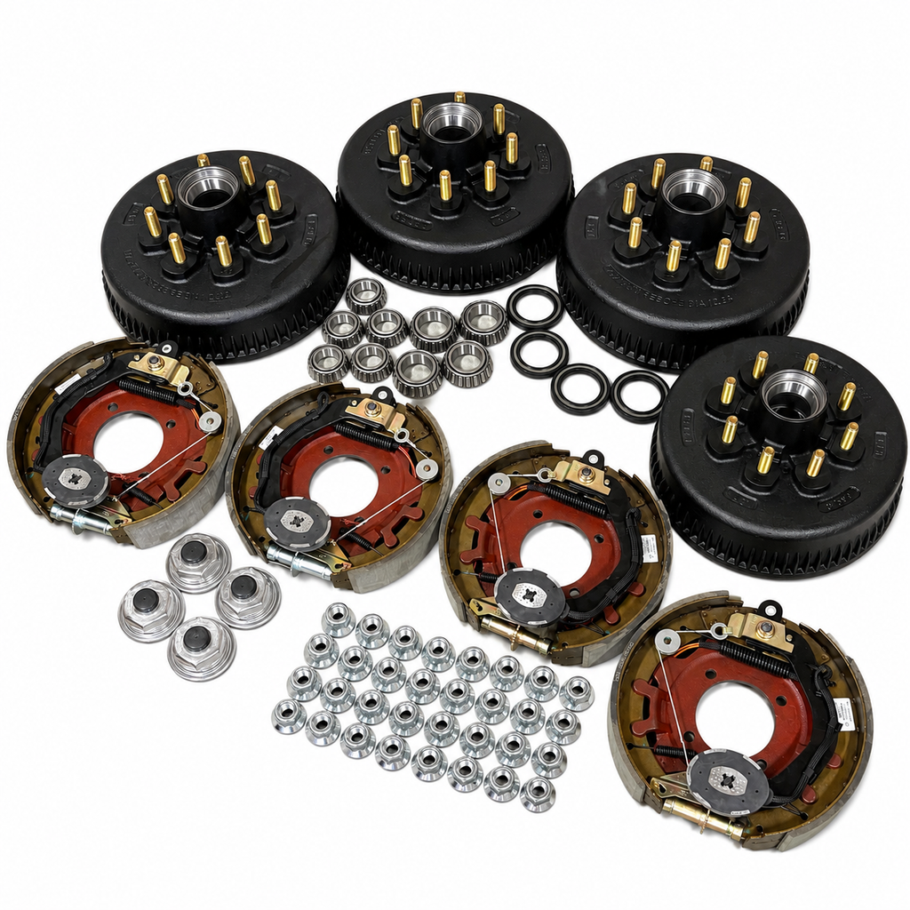 D80N Narrow 4-Wheel Brake & Hub Drum Kit 8-393 5/8" Studs 12-1/4" x 2-1/2" Self-Adjusting (D80N-4W-8393-1208HB-PACKX2)
