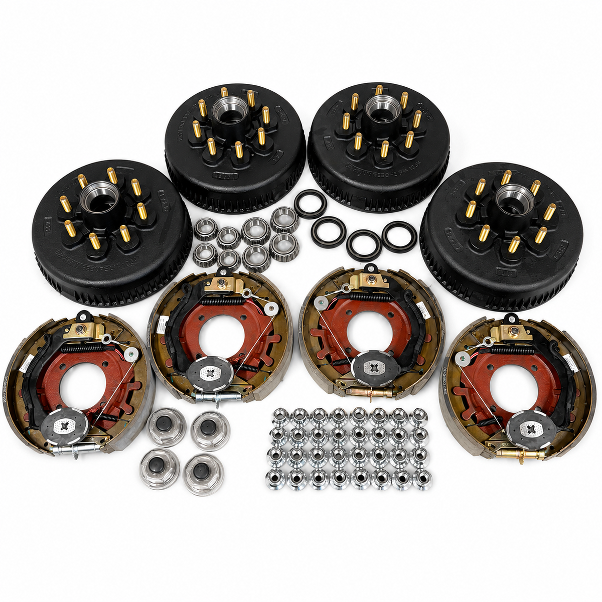 D80N Narrow 4-Wheel Brake & Hub Drum Kit 8-393 5/8" Studs 12-1/4" x 2-1/2" Self-Adjusting (D80N-4W-8393-1208HB-PACKX2)