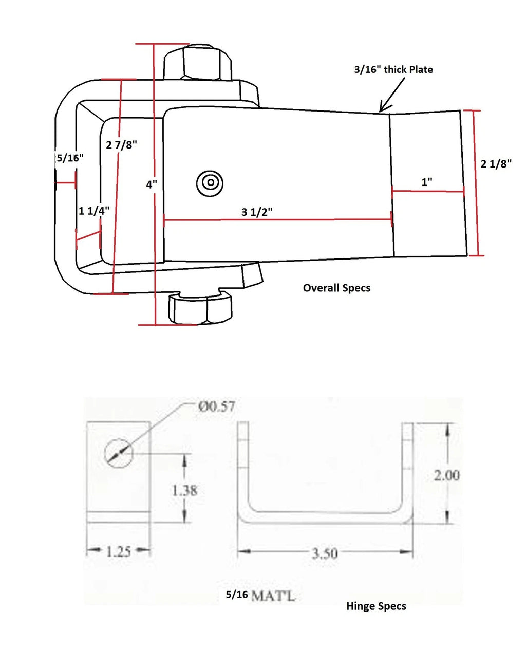 DH-2 Heavy-Duty Weld-On Dump Trailer Tailgate Hinge with Grease Zerk (DH-2)
