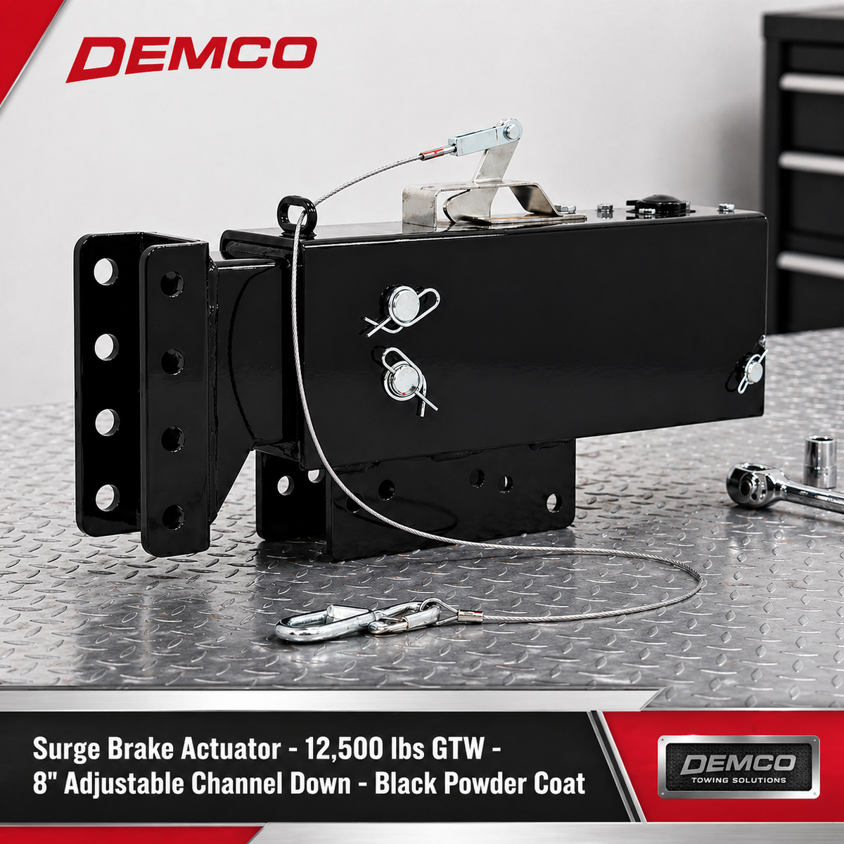 Surge Brake Actuator - 12,500 lbs GTW - 8" Adjustable Channel Down - Black Powder Coat (DM8101038)