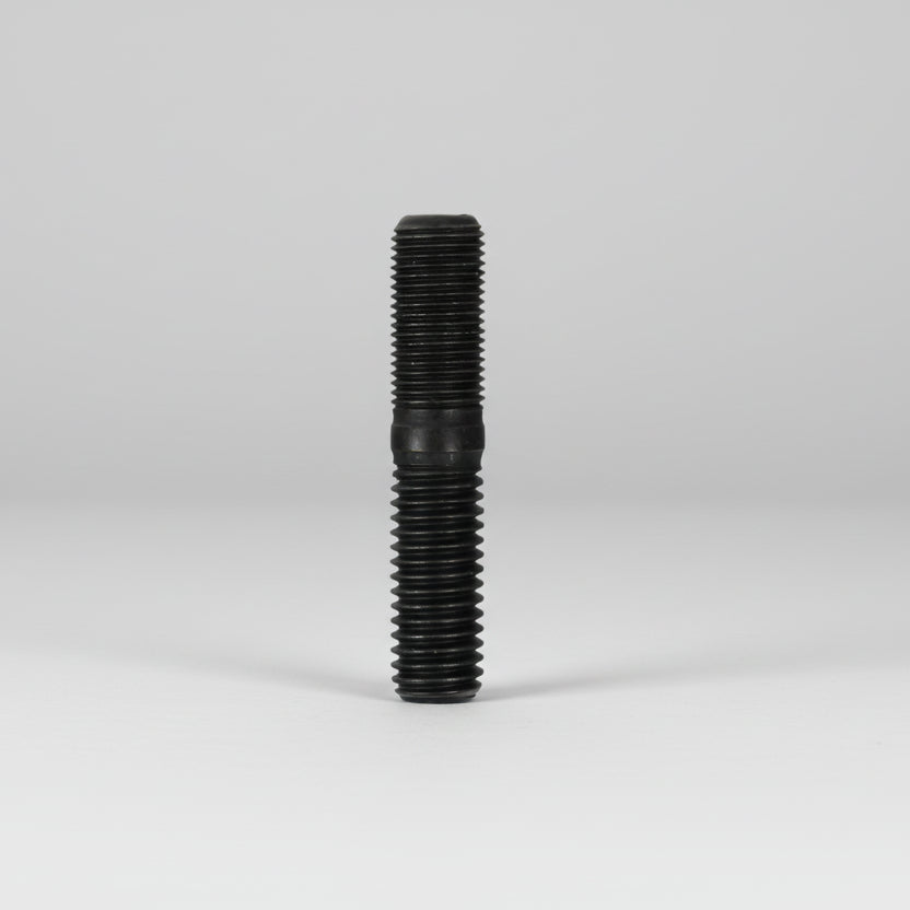Black threaded rod on a white background