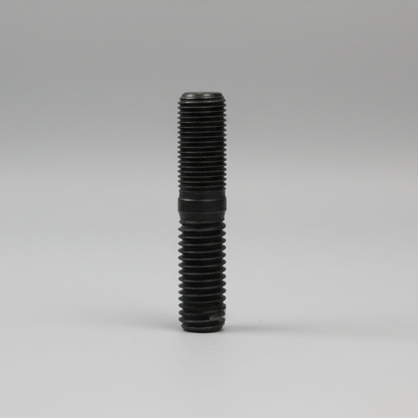 Black threaded rod on a white background