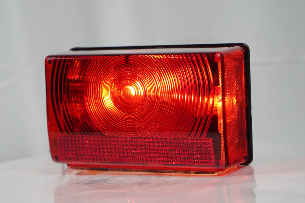 Trailer Stop Turn Tail Light – Street Side (Left) – Jammy J-70-L Box Style Red Lamp w/ License Window