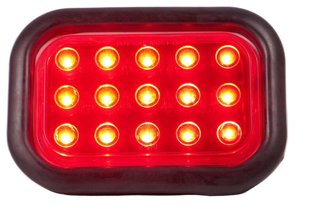 Jammy 3" x 5" Red LED Stop Turn Tail Lamp Kit 15 Diodes Black Grommet  3 Way PL-3 Female Connector (J-35-RK)