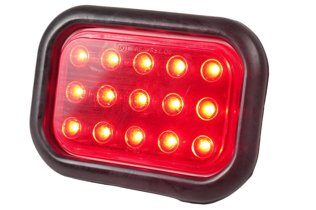 Jammy 3" x 5" Red LED Stop Turn Tail Lamp Kit 15 Diodes Black Grommet  3 Way PL-3 Female Connector (J-35-RK)