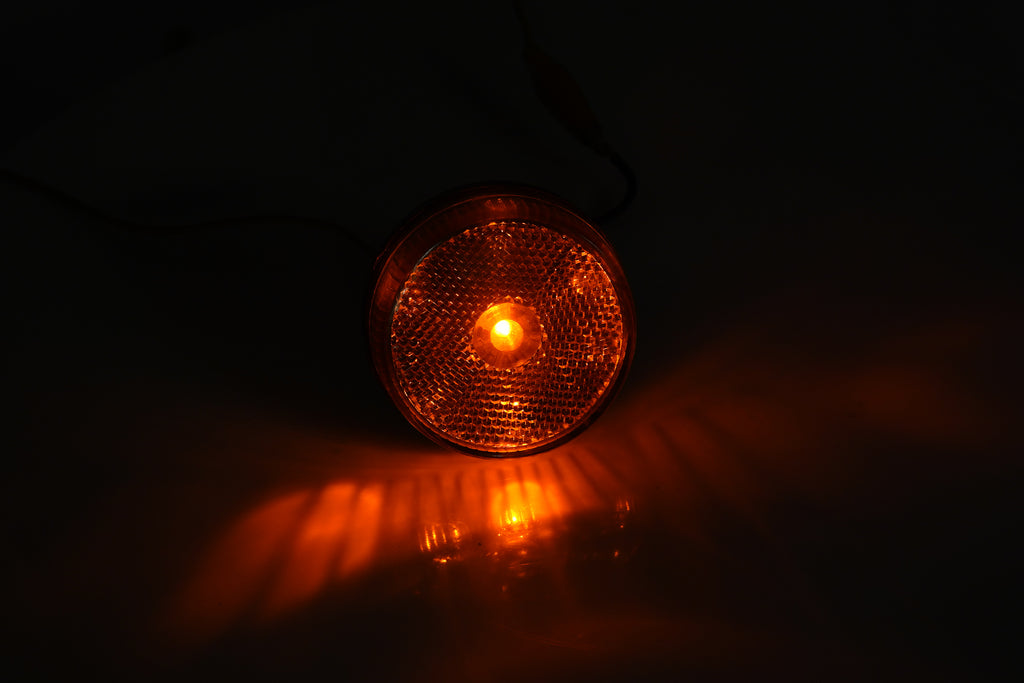 2.5" Amber Round Reflective Sealed Clearance Marker Light 7 LED Stud Mount 2 1/2 (J-2065-A)
