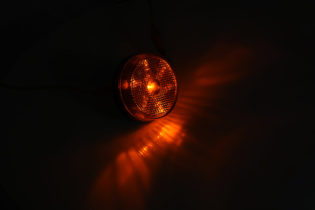 2.5" Amber Round Reflective Sealed Clearance Marker Light 7 LED Stud Mount 2 1/2 (J-2065-A)