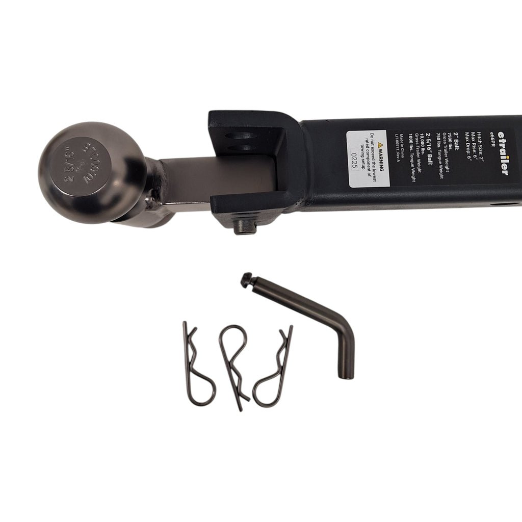 Adjustable Ball Mount – 10,000 lb – 2" Hitch – 6" Rise or Drop - etrailer (e66PR)