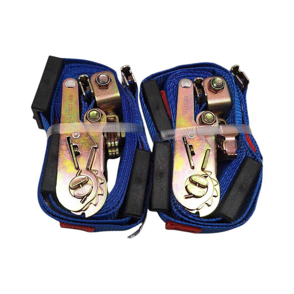 Two - Erickson E-Track Wheel Tie-Down Strap w/ Roller Idler and Ratchet - 2 x 12' 1,100 lbs Working Load Limit (EM58523-LOTOF2)