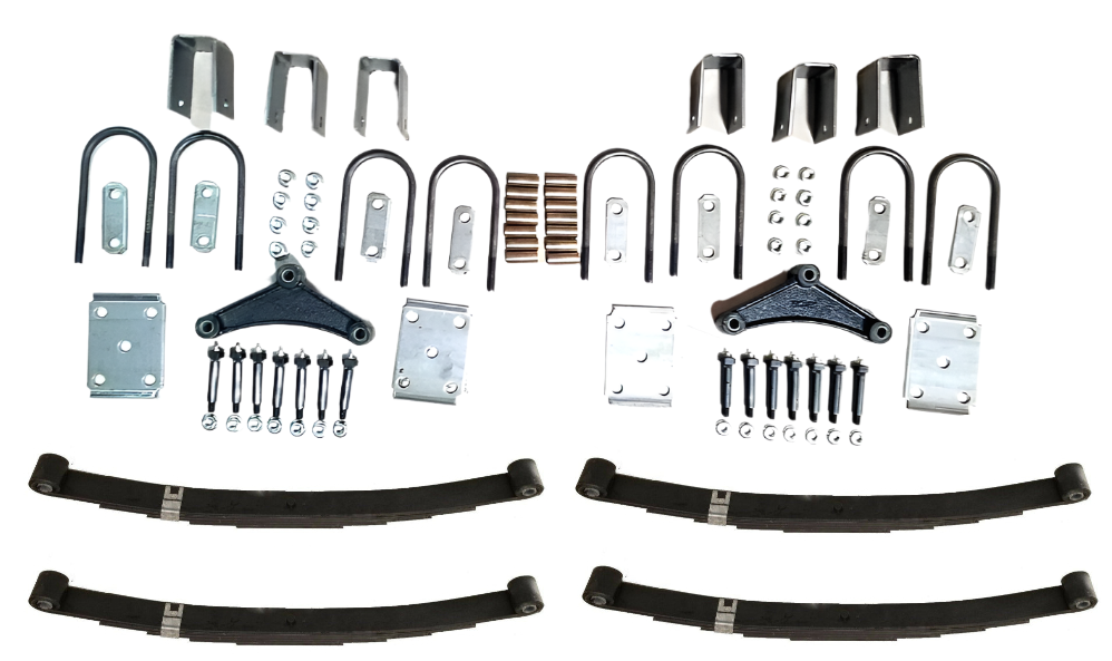 Complete Suspension Rebuild kit For 7K Tandem Trailer Axles 25" Springs Wet Bolts (CSRK-TA-WB-LE-BB-SW5)
