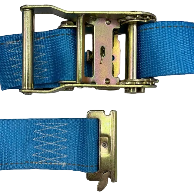 US Cargo Control 7' x 2" Blue E-Track Ratchet Tie Down Strap - 400 lbs Load Limit (ETRAC-MOTORCYCLE-STRAP-7x2)