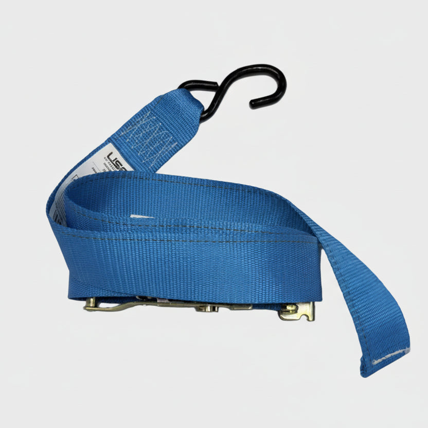 US Cargo Control 7' x 2" Blue E-Track Ratchet Tie Down Strap - 400 lbs Load Limit (ETRAC-MOTORCYCLE-STRAP-7x2)