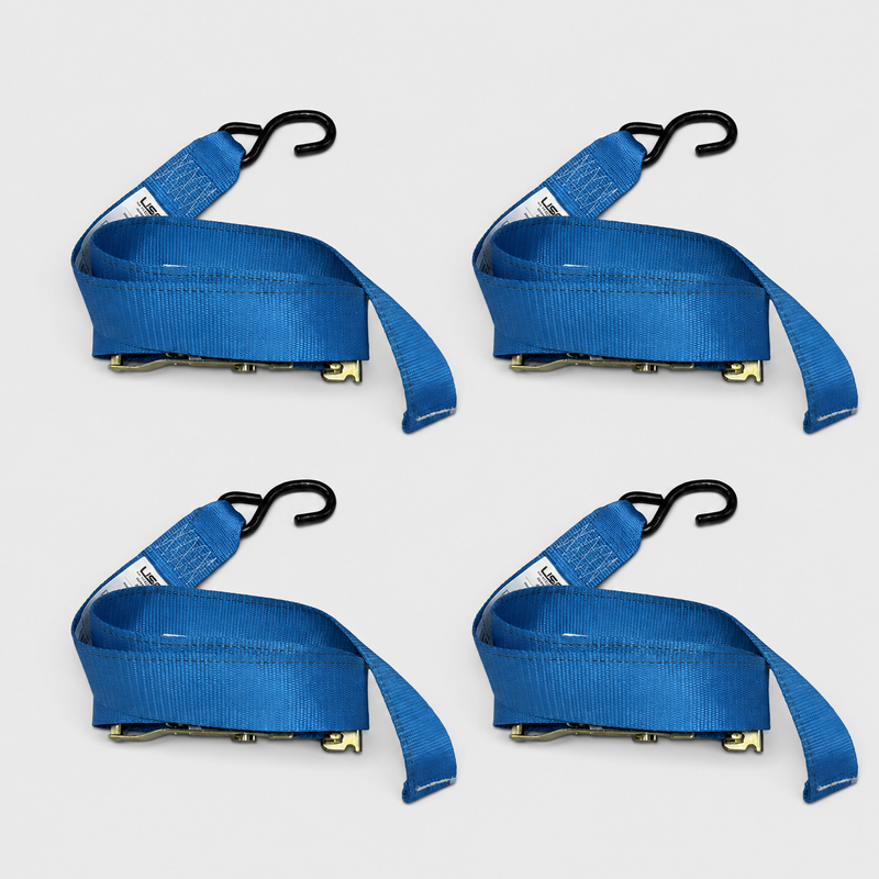 4 Pack - US Cargo Control - 7' x 2" Blue E-Track Ratchet Tie Down Straps (ETRAC-MOTORCYCLE-STRAP-7x2-LOTOF4)