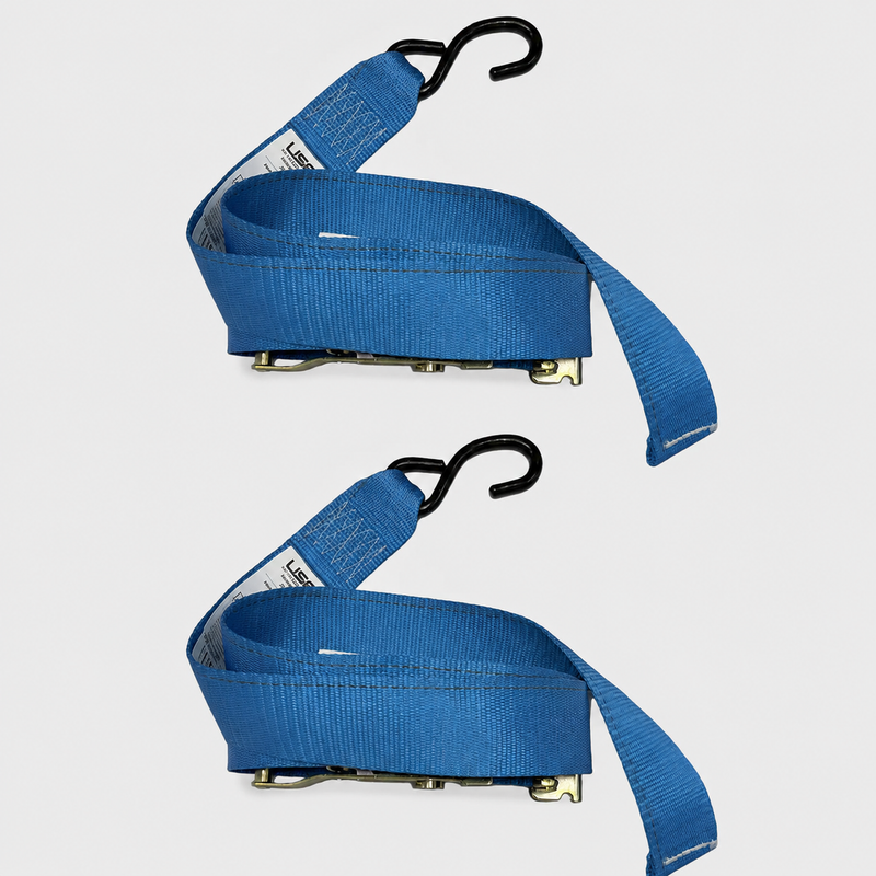 2 Pack - US Cargo Control 7' x 2" Blue E-Track Ratchet Tie Down Strap - 400 lbs Load Limit (ETRAC-MOTORCYCLE-STRAP-7x2-LOTOF2)