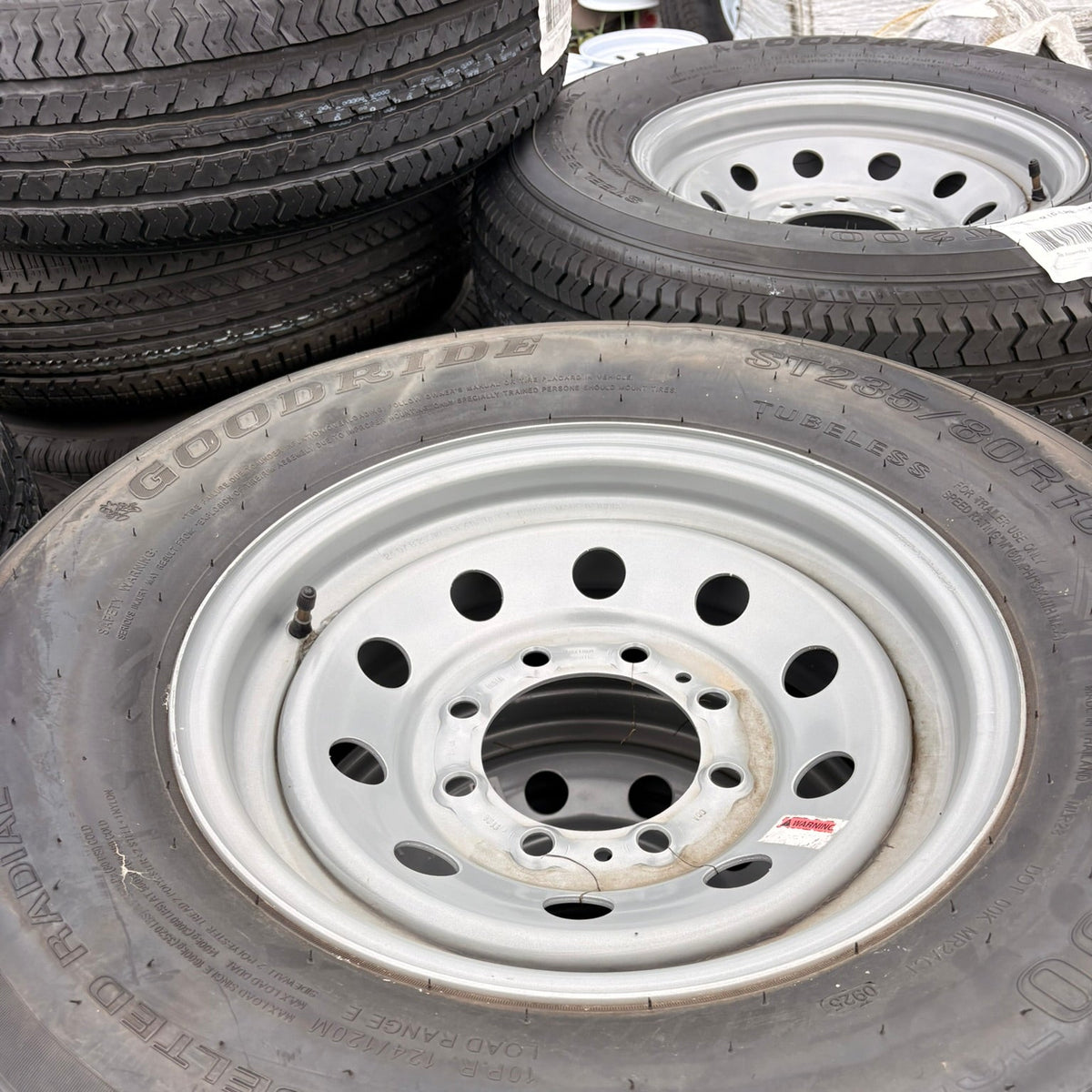 235/80R16 Load Range E Trailer Tire & Wheel Assembly – 16x6 – 6 Lug – Silver Mod