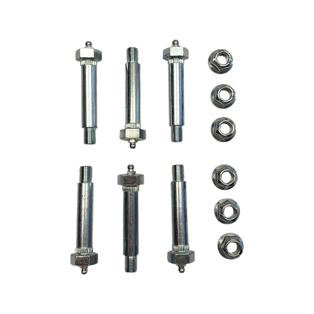 Six - 0.56" x 3" Wet Bolts with 7/16" (0.44") Step-Down Thread, Hex Head Greaseable Bolts & FA-6-92Z Nuts for Trailer Suspension (FA-7-187-KITX6)