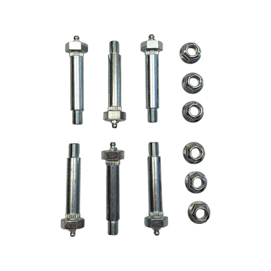 Six - 0.56" x 3" Wet Bolts with 7/16" (0.44") Step-Down Thread, Hex Head Greaseable Bolts & FA-6-92Z Nuts for Trailer Suspension (FA-7-187-KITX6)