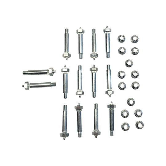 Fourteen - 0.56" x 3" Wet Bolts with 7/16" (0.44") Step-Down Thread, Hex Head Greaseable Bolts & FA-6-92Z Nuts for Trailer Suspension (FA-7-187-KITX14)