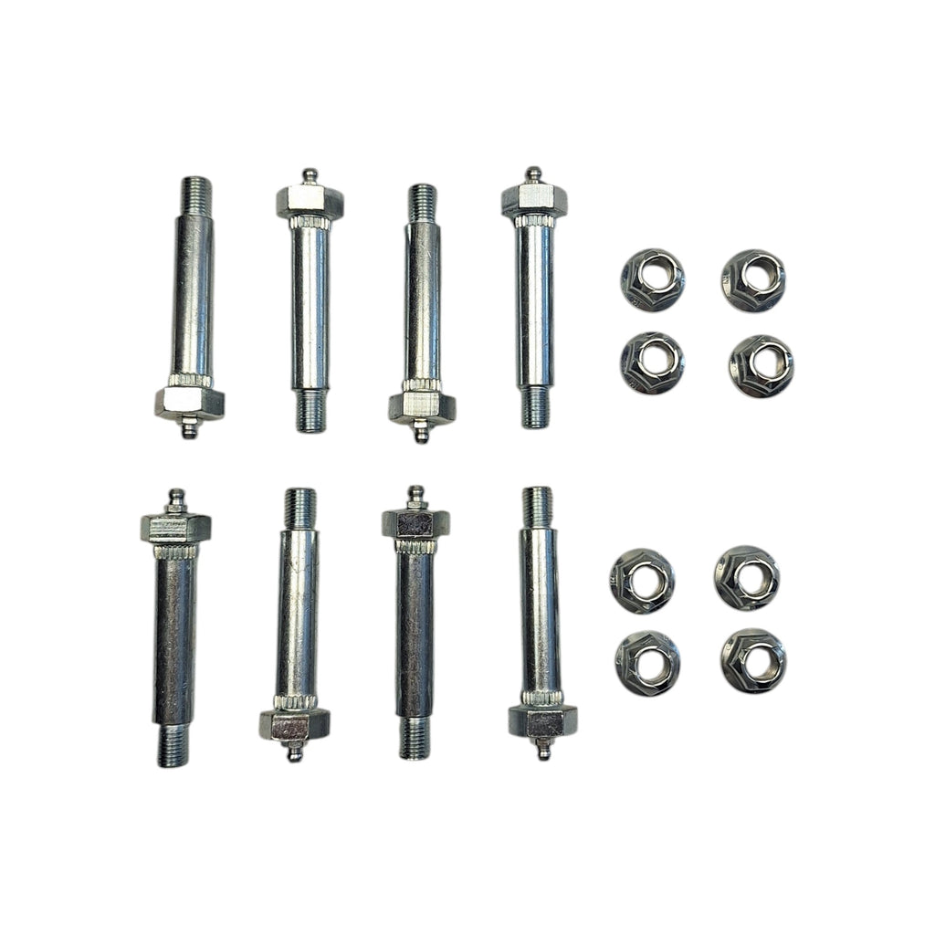 Eight - 0.56" x 3" Wet Bolts with 7/16" (0.44") Step-Down Thread, Hex Head Greaseable Bolts & FA-6-92Z Nuts for Trailer Suspension (FA-7-187-KITx8)