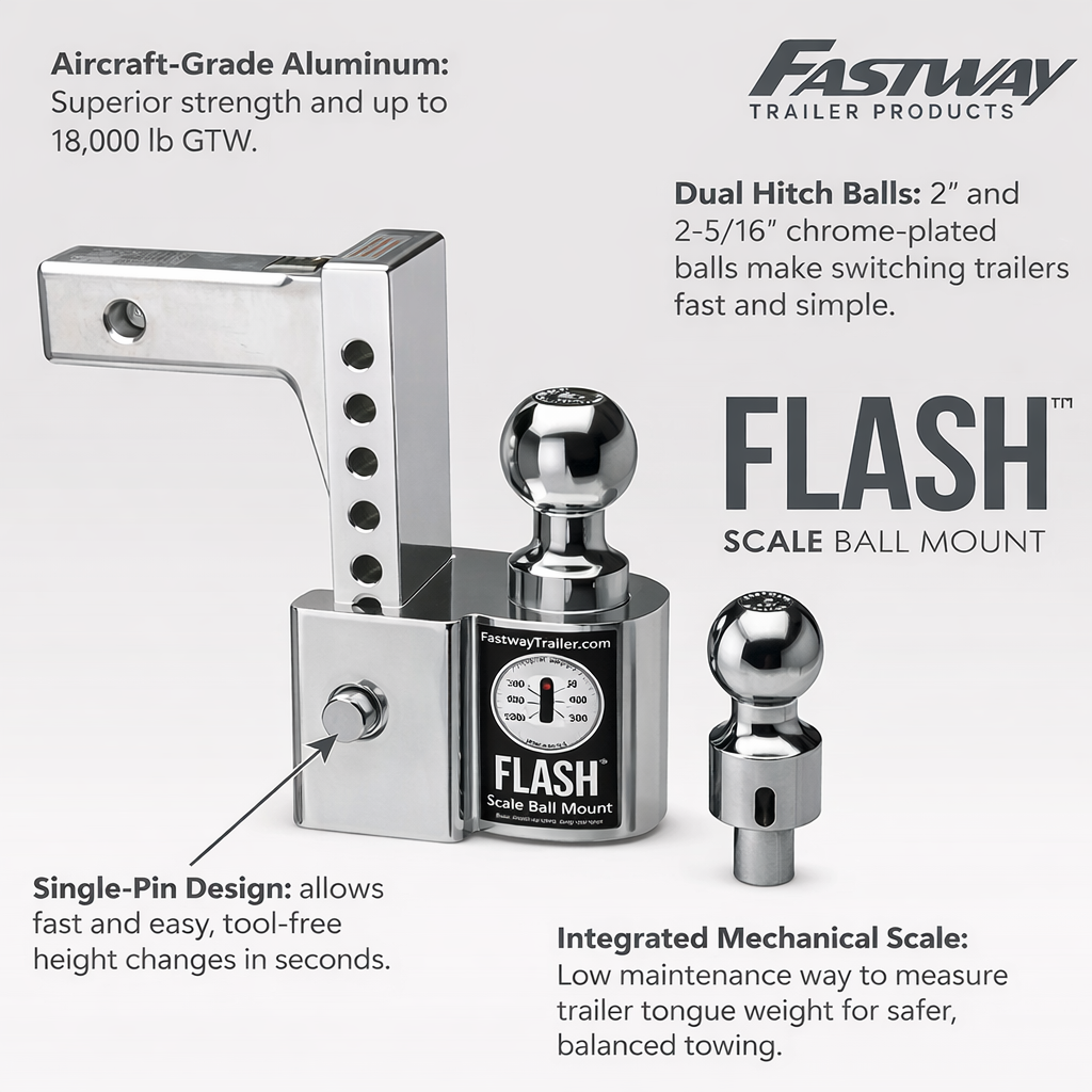 Fastway FLASH Ball Mount – 6" Drop, 2" Receiver, Dual Ball (2" & 2-5/16"), 10K GTW (44-00-4600)