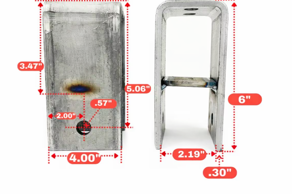 Pair of Rear Slipper Spring Hangers 2" Wide - 3.47" Spring Height to Wear Plate - 6" Tall - 4" Long (HG-15854-R-LOTOF2)