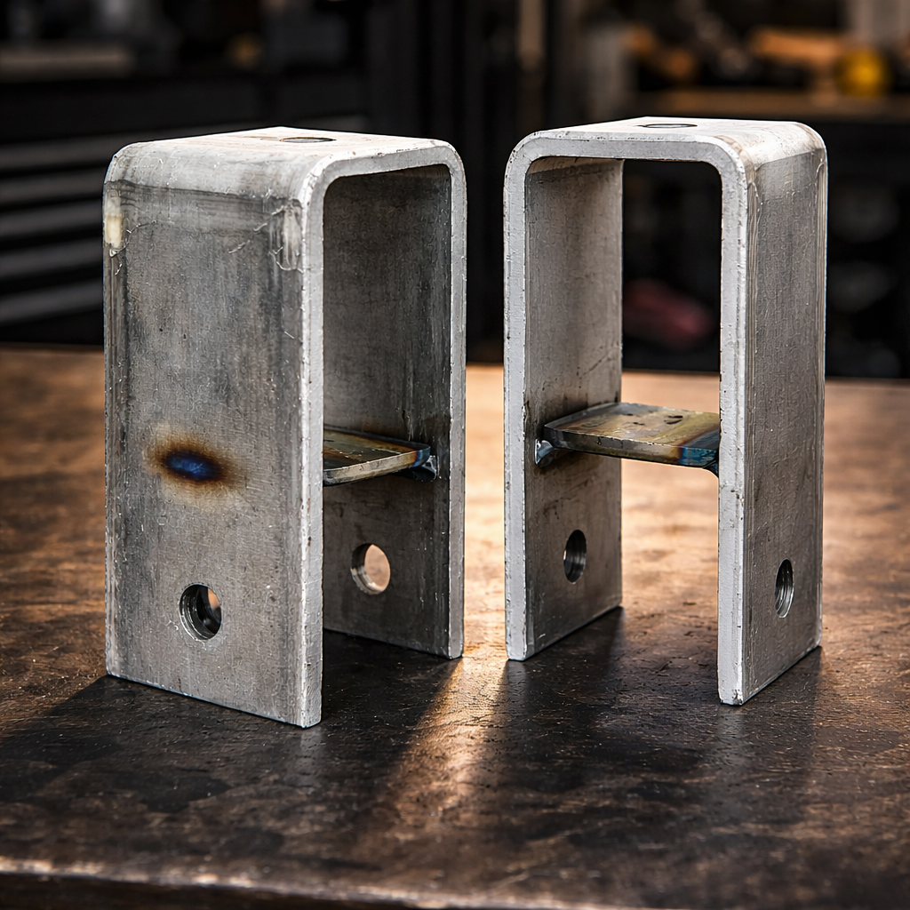 Pair of Rear Slipper Spring Hangers 2" Wide - 3.47" Spring Height to Wear Plate - 6" Tall - 4" Long (HG-15854-R-LOTOF2)