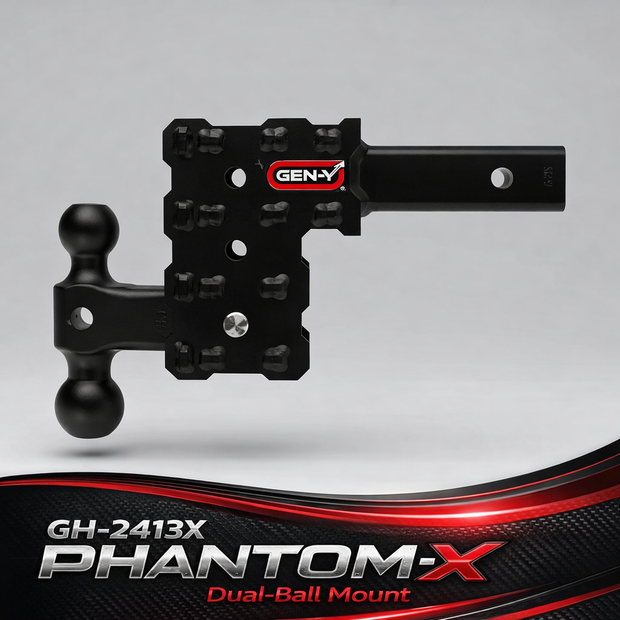 GEN-Y Hitch Adjustable 5" Offset Drop Hitch with GH-051 Dual-Ball, GH-032 Pintle Lock for 2" Receiver - 16,000 LB Towing Capacity - 2,000 LB Tongue WT (GH-2413X)