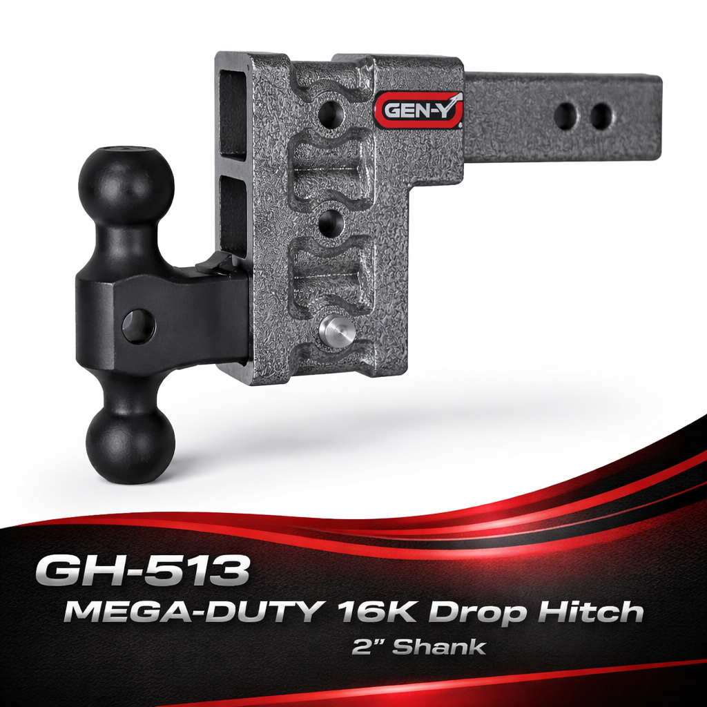 GEN-Y MEGA-DUTY 16K Drop Hitch – 2" Shank – 5" Drop – Dual-Ball Mount (GH-513)