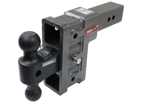 GEN-Y Adjustable 2-Ball Mount w/ Stacked Receivers - 2-1/2" Hitch - 6" Drop/Rise - 21K (GH-613)