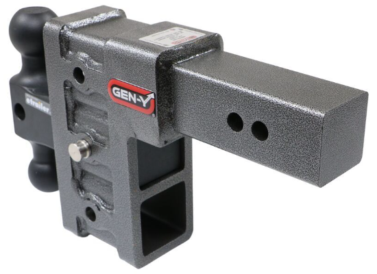 GEN-Y Adjustable 2-Ball Mount w/ Stacked Receivers - 2-1/2" Hitch - 6" Drop/Rise - 21K (GH-613)