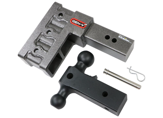GEN-Y Adjustable 2-Ball Mount w/ Stacked Receivers - 2-1/2" Hitch - 6" Drop/Rise - 21K (GH-613)