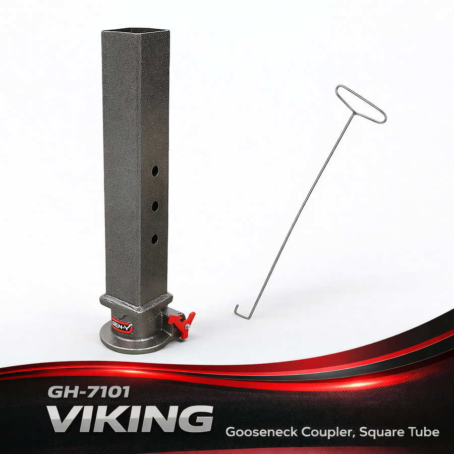 GEN-Y VIKING Gooseneck Static Hitch - SnapLatch 2-5/16" Coupler - 4" Square Tube - 8.5K TW - 30K Max Towing - With Pull Cable - Texture Black (GH-7101)
