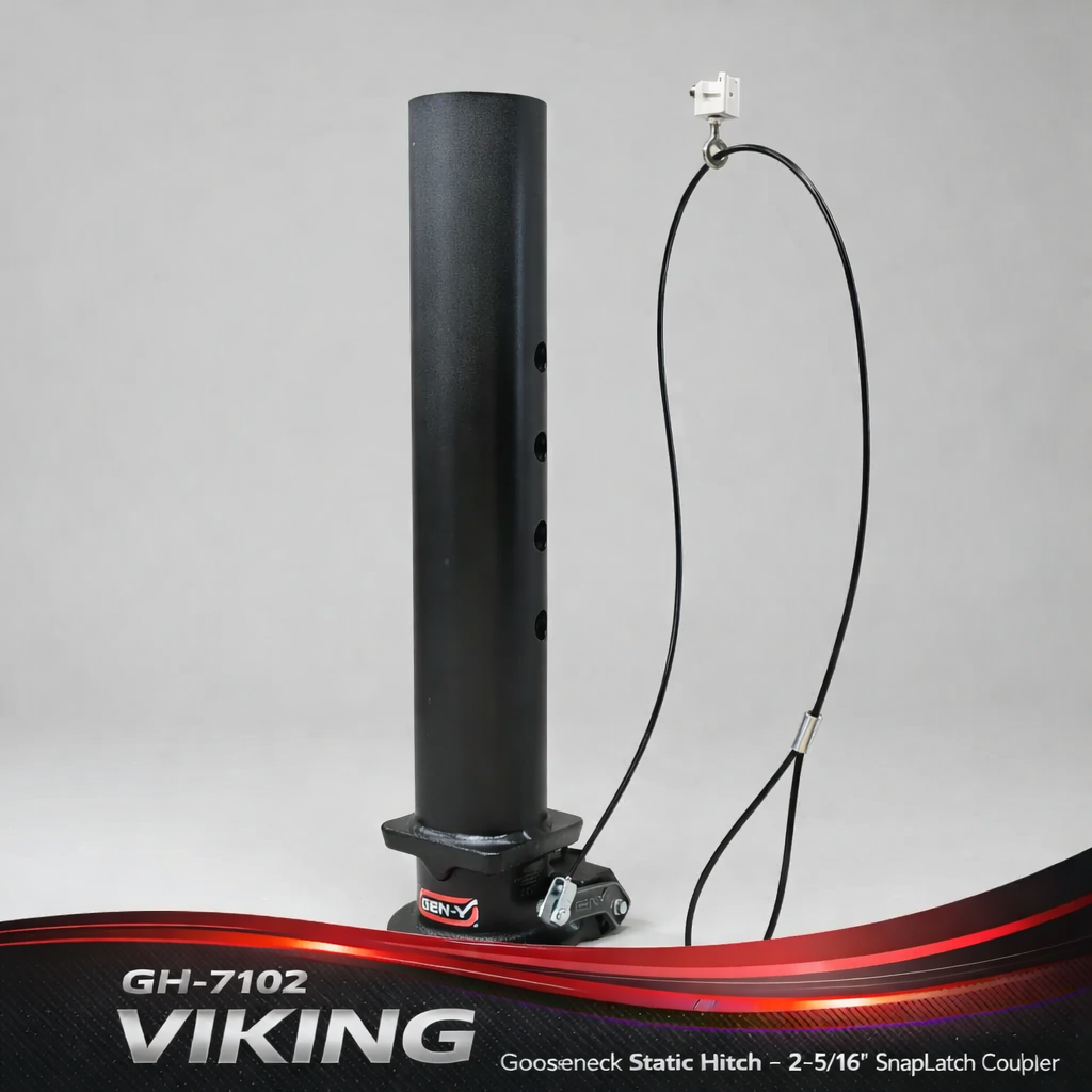 GEN-Y GH-7102 VIKING Gooseneck Static Hitch – 2-5/16" SnapLatch Coupler | 4" Round Tube | 8.5K TW | 30K Max Towing (GH-7012)