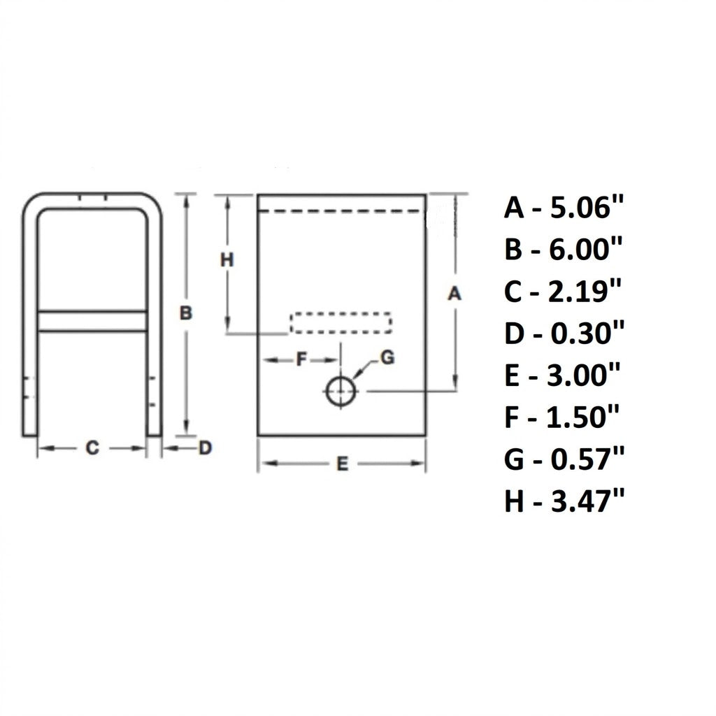 Hanger, rear, 3.47" spring height (wear plate), 2" Slipper, 3" long, 6" tall Heavy duty 5.03" retainer bolt height (HG-15853-R)